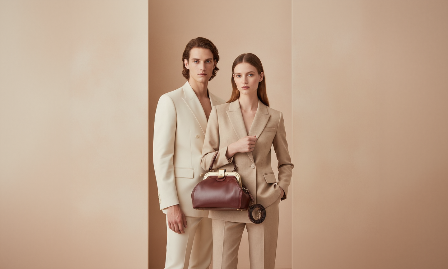 Fresh hero banner - white European models with burgundy bag